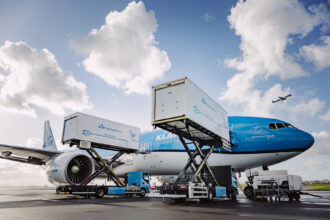 KLM Catering Services loading their services onto KLM aircraft