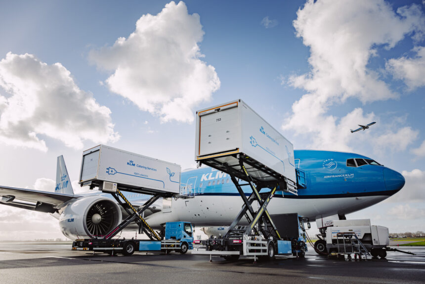 KLM Catering Services loading their services onto KLM aircraft