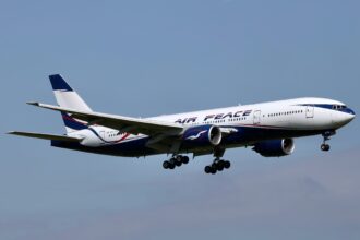 Air Peace Boeing 777 flying