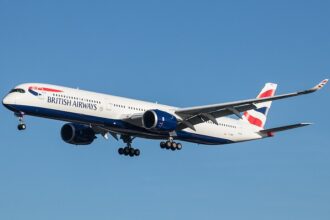 British Airways A350-1000, flying into London Heathrow.