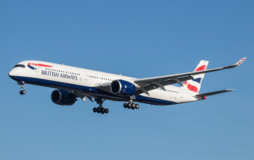 British Airways A350-1000, flying into London Heathrow.