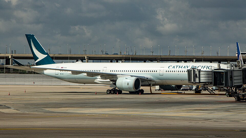 Cathay Pacific A380-1041 on the tarmac.