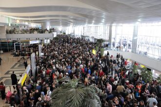Crowded Terminal at Cairo Airport.