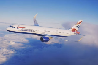 British Airways Airbus A321neo aircraft in the sky