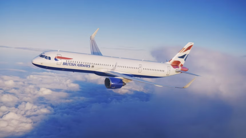 British Airways Airbus A321neo aircraft in the sky