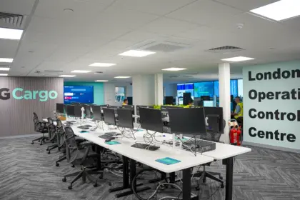 Interior view of the International Airlines Group (IAG) Cargo's new London Operations Control Centre