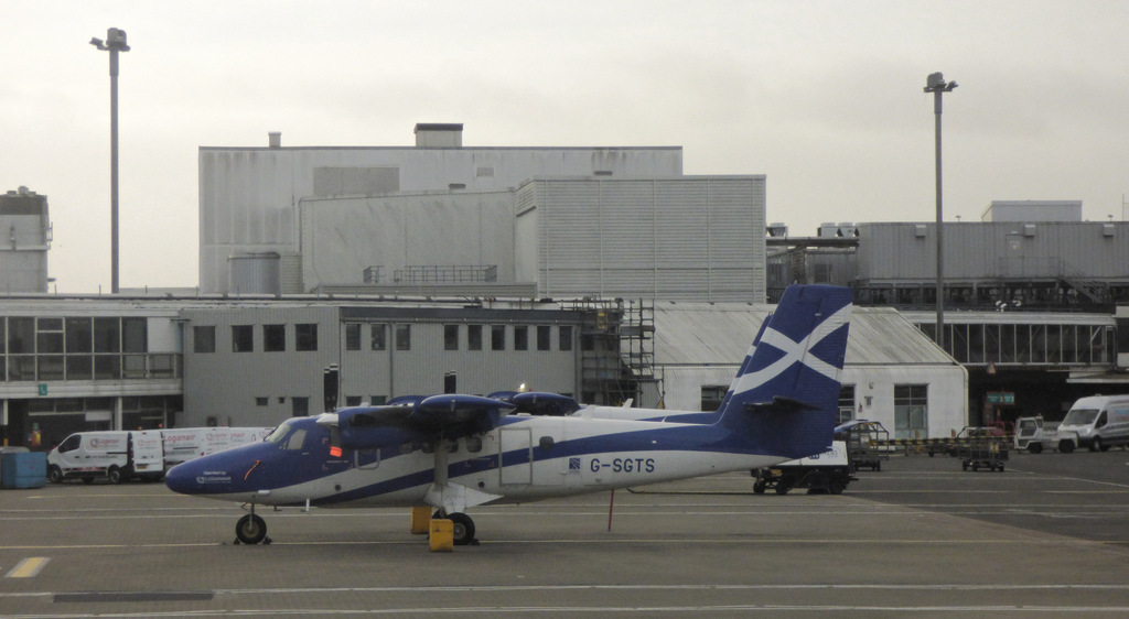 A LoganAir aircraft with Scottish flag on its tail