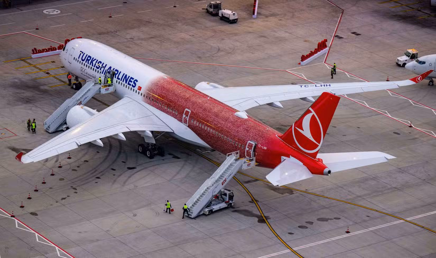 Turkish Airlines Airbus A350-900 aircraft landed on a runway