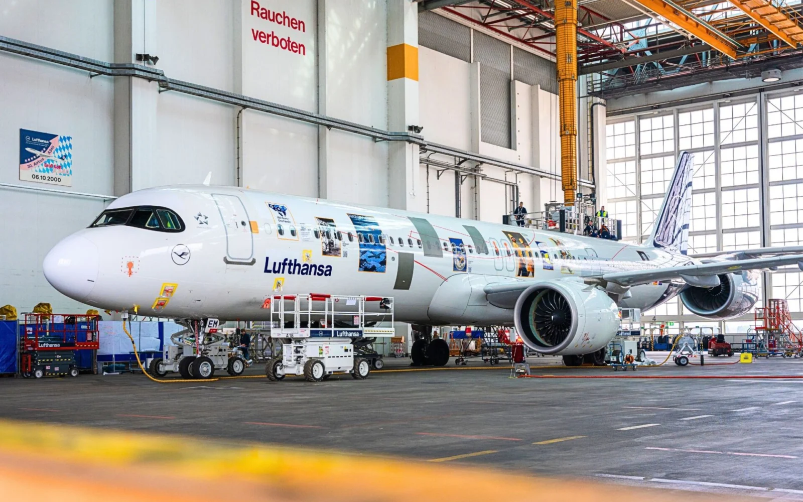 The designs cover patches on the fuselage of an AirbusA321neo