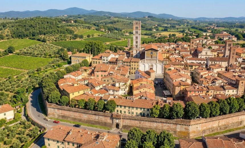 Landscape of a picturesque town Lucca in Italy