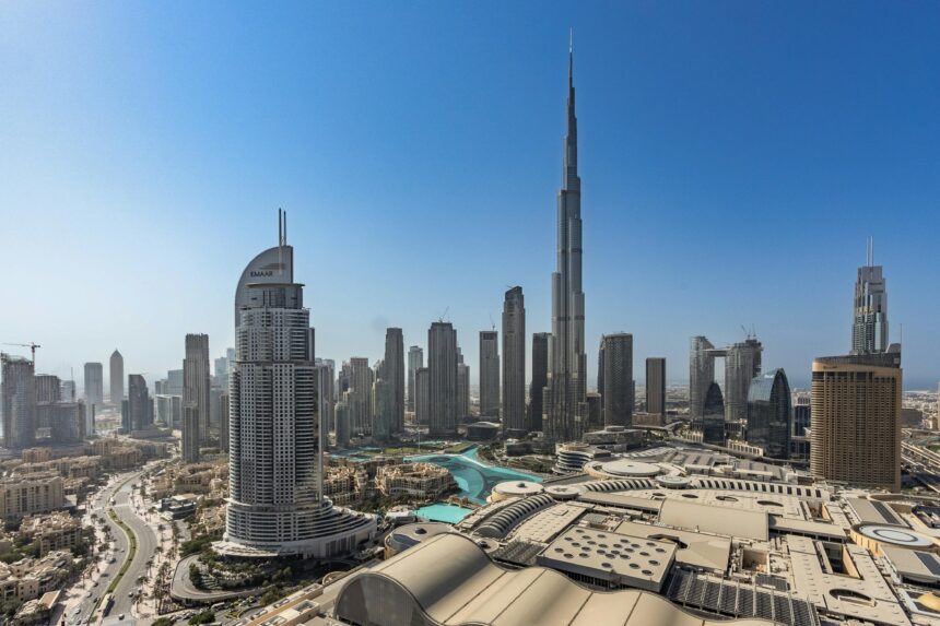 Aerial View of Dubai Skyline with Burj Khalifa