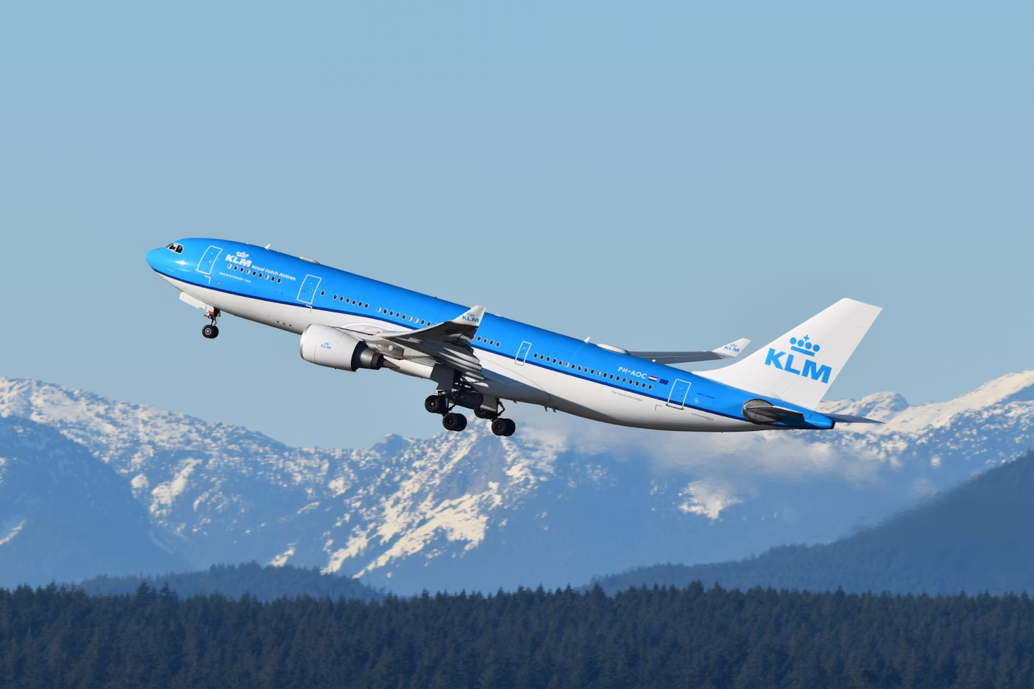 KLM Airbus A330 aircraft during takeoff