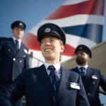 A picture on three British Airways Pilots