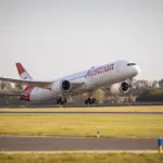 Austrian Airlines Boeing 787 aircraft during takeoff