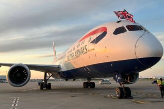 British Airways aircraft stationed at the airport tarmac