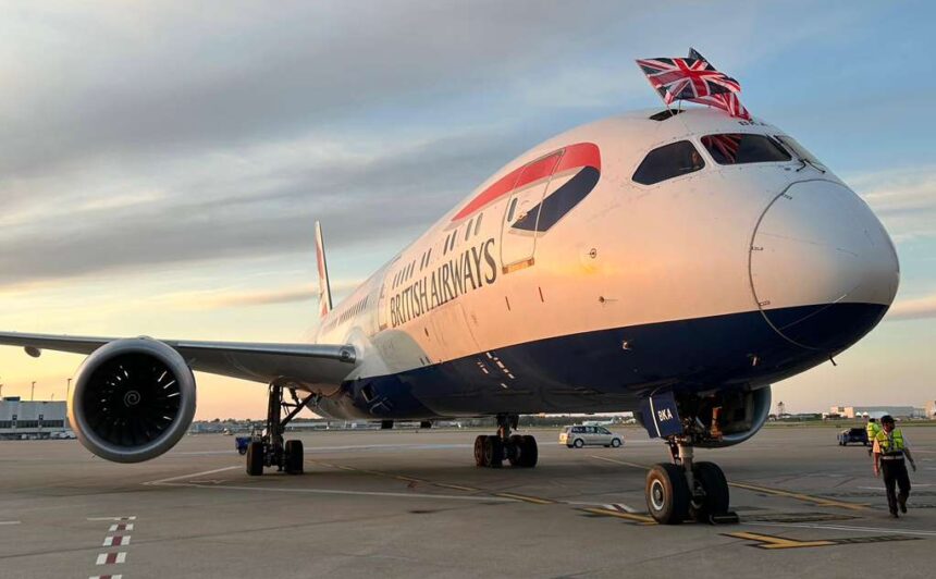 British Airways aircraft stationed at the airport tarmac