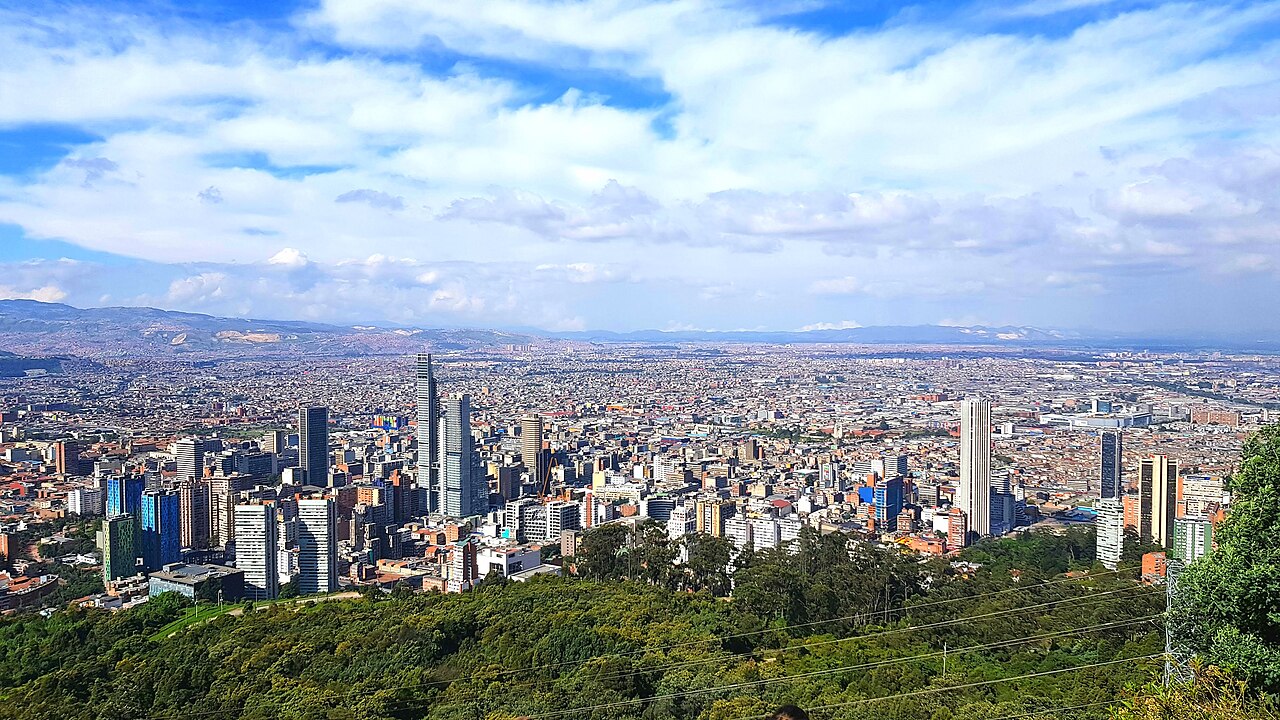 The city of Bogota in Colombia seen from a lookout