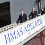 UK Defence Secretary John Healey disembarks from an RAF aircraft during an official visit to Estonia amid reports of GPS jamming near the Russian border.