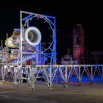 Rolls-Royce and easyJet's Pearl 15 engine. The picture is taken at night.