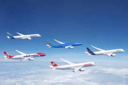 A picture of Lufthansa Group aircraft flying through the air