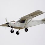 A Zenair STOL CH 701 light aircraft is seen in flight during approach. Known for its short take-off and landing performance, the lightweight utility aircraft is popular among private pilots, recreational aviators, and bush flying enthusiasts.