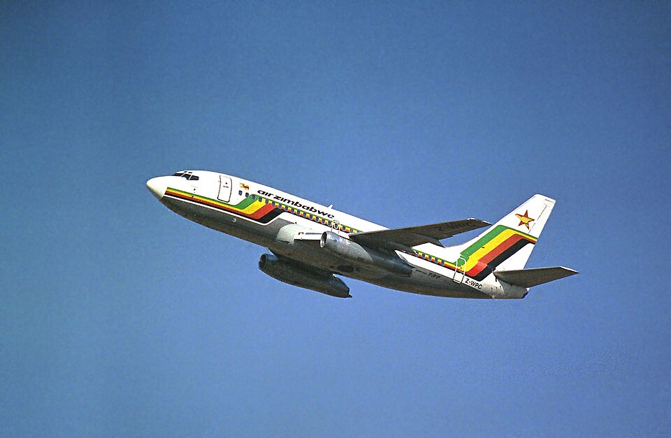 Air Zimbabwe aircraft flying in the air