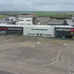 An off the ground photograph of Cardiff Airport