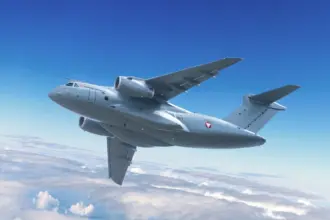 Embraer C-390 Millennium aircraft in the clouds