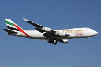 Right-hand side view of Emirates SkyCargo aircraft