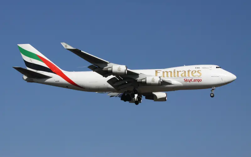 Right-hand side view of Emirates SkyCargo aircraft