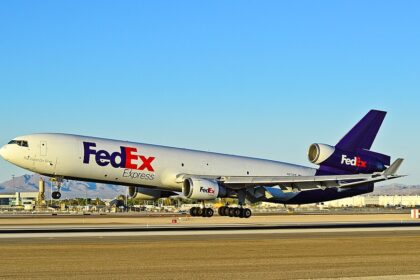 Fed Ex MD-11F on the runway at McCarran International, Nevada, USA
