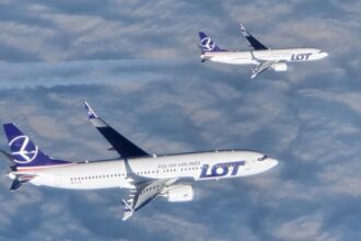 Two LOT Polish Airlines Boeing 373 MAX jets