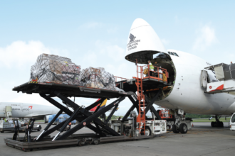 The SF Airlines' plane is being loaded with cargo