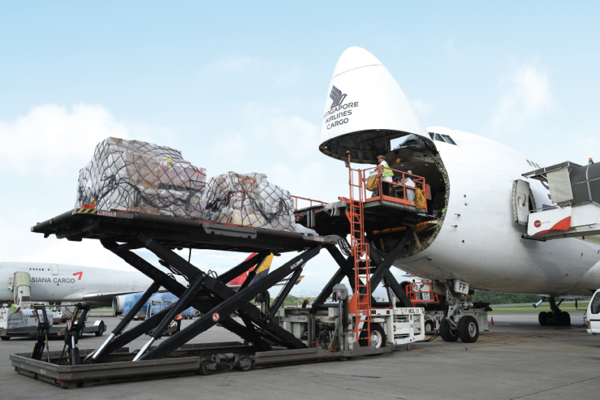 The SF Airlines' plane is being loaded with cargo