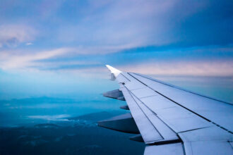 View from Lufthansa A321 from Napels to Frankfurt showing the skyline and mountains below