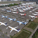 Boeing 737 MAX 8 and 9 aircraft assembled on tarmac