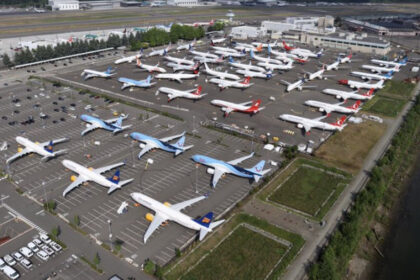 Boeing 737 MAX 8 and 9 aircraft assembled on tarmac