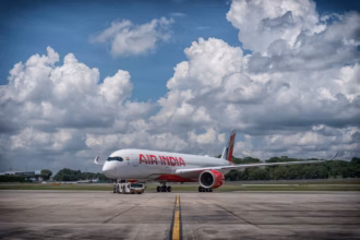 Air India A350-900 aircraft on its first ferry flight from Singapore to Toulouse.