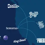visual map showing the new routes and reintroduction of Seattle to Long Beach route