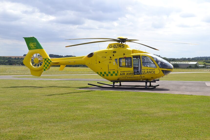 Air Ambulance on tarmac on the Isle of Wight