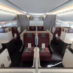 Interior of Japan airlines sky suite.