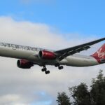 Image shows a Virgin Atlantic Airbus A300-900 in the air