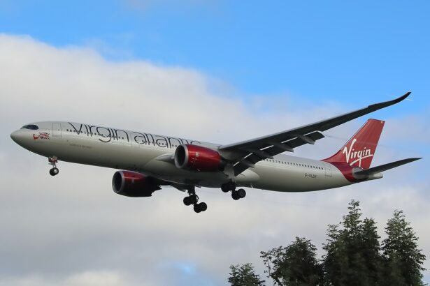 Image shows a Virgin Atlantic Airbus A300-900 in the air