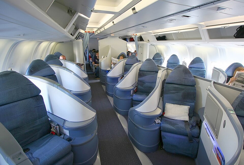 inside the Air Canada airplane with several Pods facing each other, taken on Sept. 10, 2010.