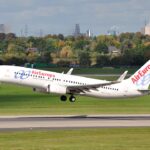 Air Europa B737-800 EC-IDT taking off from runway