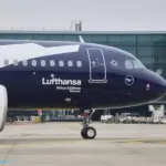 This Airbus A320neo is Lufthansa's second anniversary aircraft on runway
