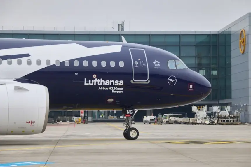 This Airbus A320neo is Lufthansa's second anniversary aircraft on runway