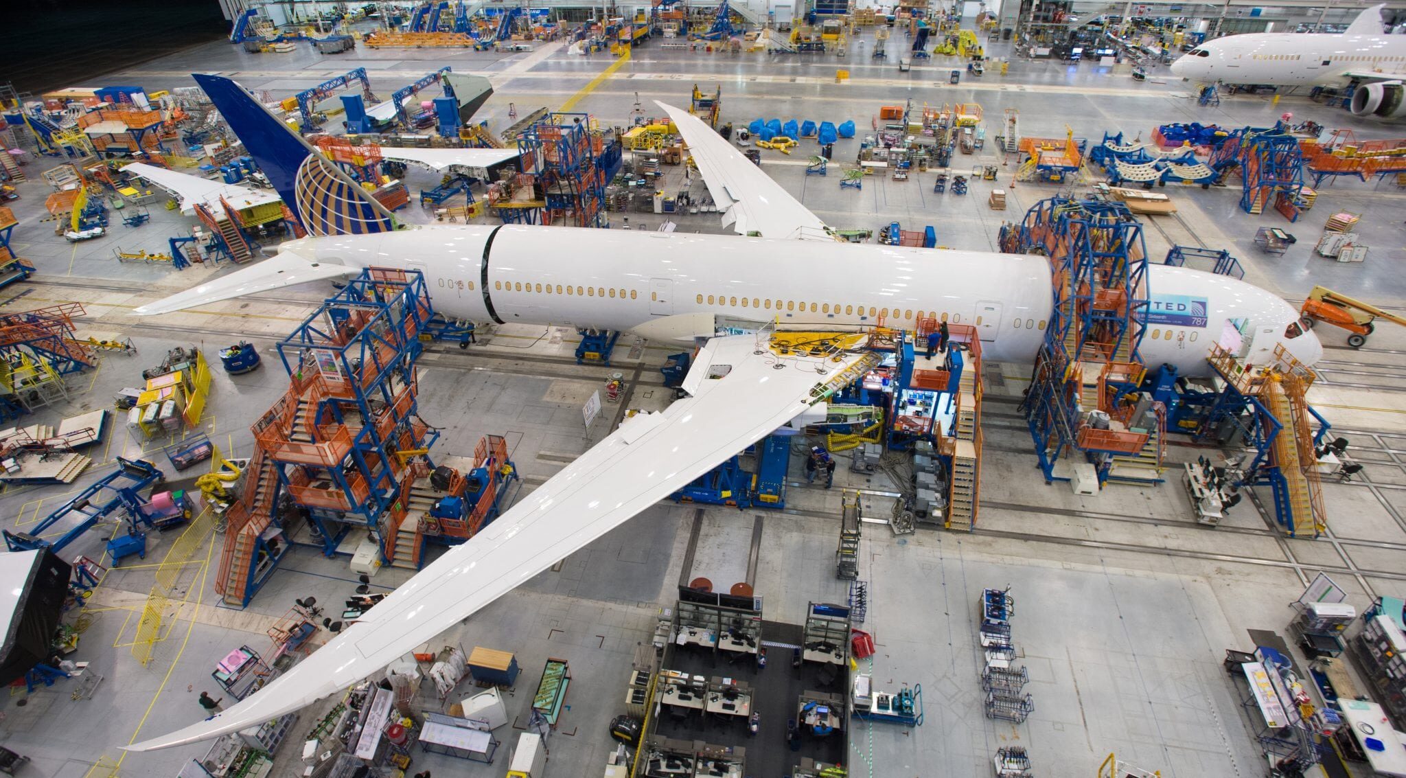 Boeing 787-9 Dreamliner undergoing final assembly at the company’s South Carolina production facility