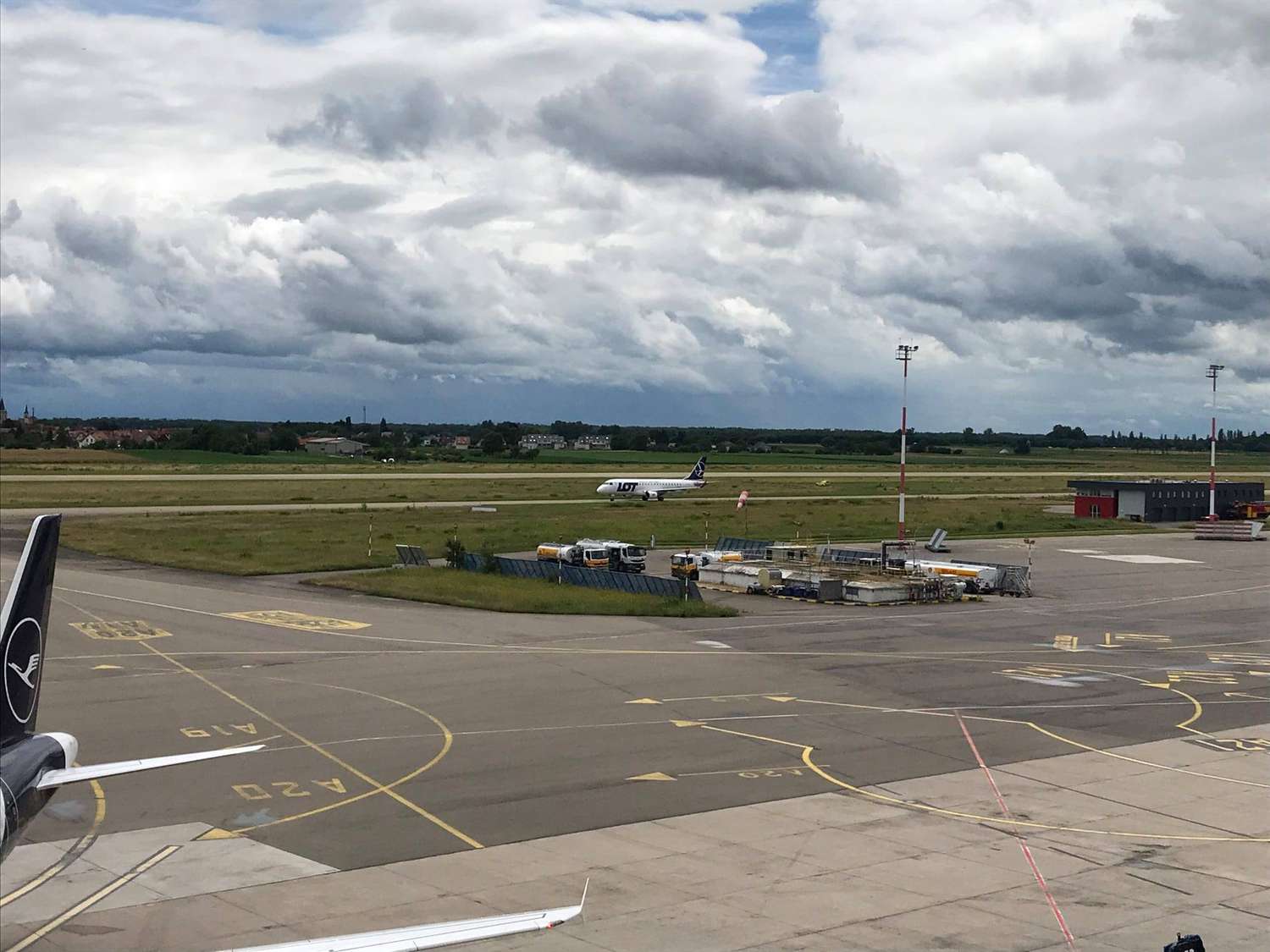 A plane at Strasbourg Airport.