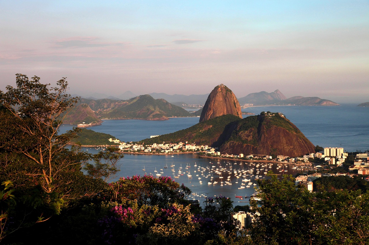 An overhead shot of the bay at Rio de Janeiro